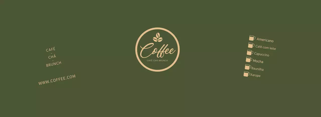 Copos de papel com menu de bebidas de café dourado e verde