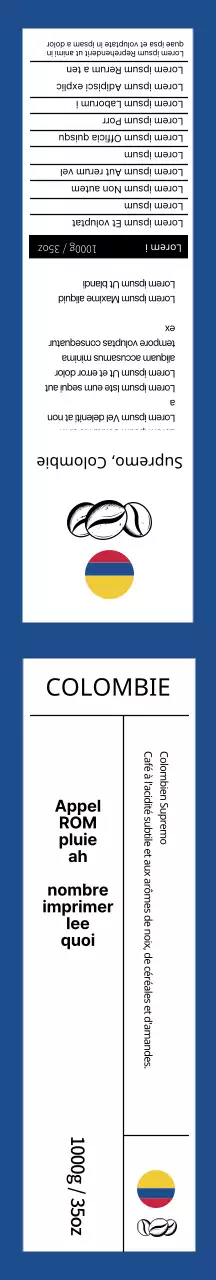 Emballage cadeau en grains de café bleus