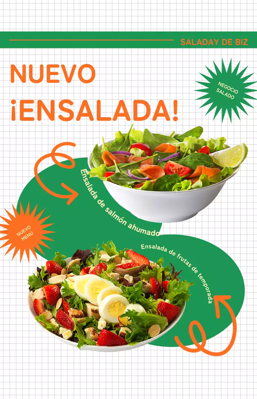 Promocione el menú de una cafetería de ensaladas con una bandera
