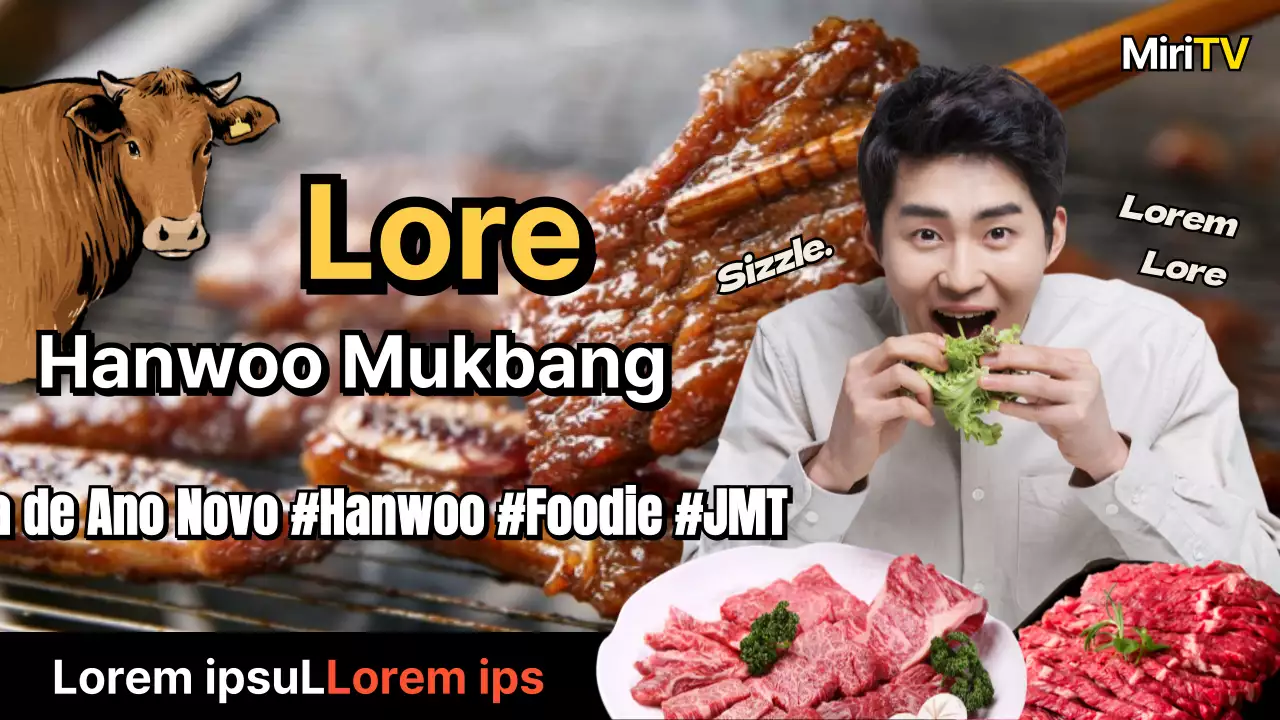 Ano Novo de 2021 Evento coreano de comer carne de vaca com realce de texto
