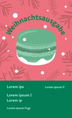 Rosa grün Illustration niedlich Weihnachten Café Dessert Macaron Etikett
