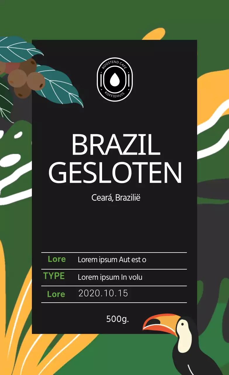 Cafe illustratie bonenlabel 02