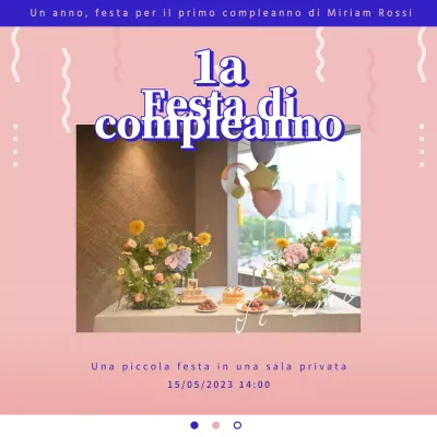 Una coloratissima sala per la festa del baby shower con uno stile semplice e casual in rosa e blu feed Instagram