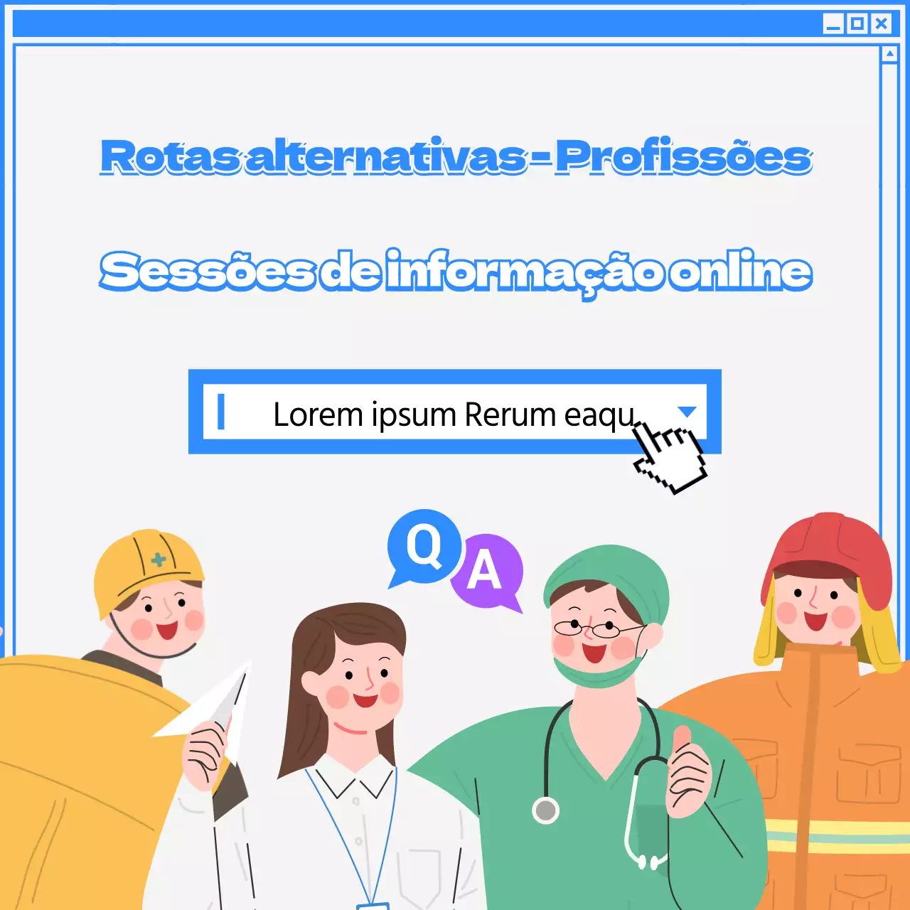 Azul Ilustração Secundário Carreira Carreiras Feira online Redes sociais Quadrado