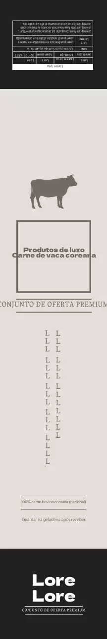Etiqueta coreana de luxo, bege e limpa, para carne de vaca