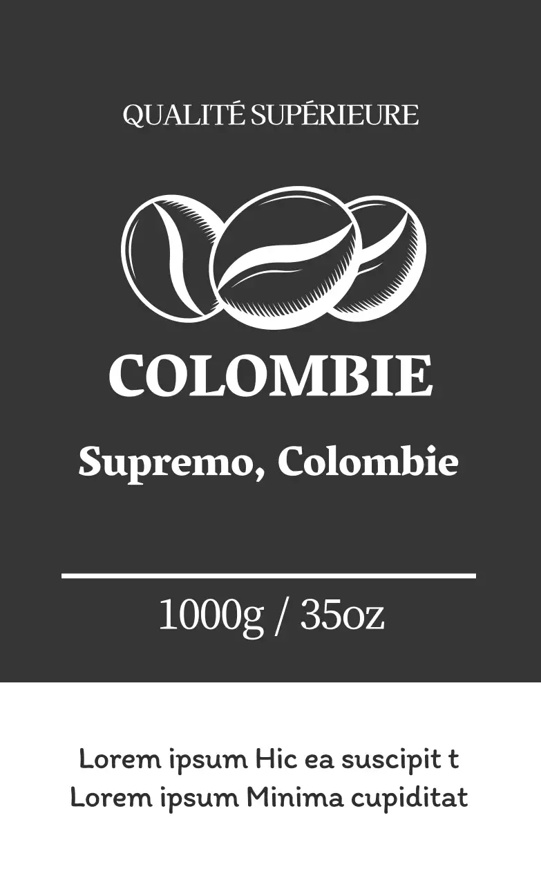 Étiquette de grain de café propre avec illustration grise