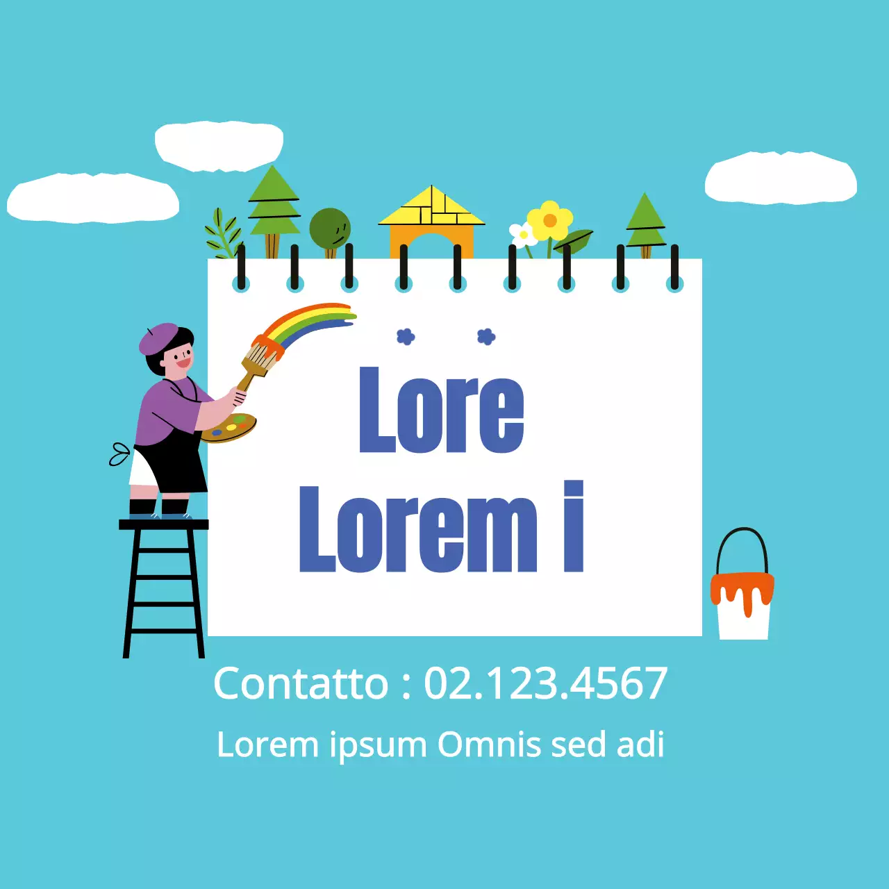 Promuovere la scuola d'arte di illustrazione blu chiaro