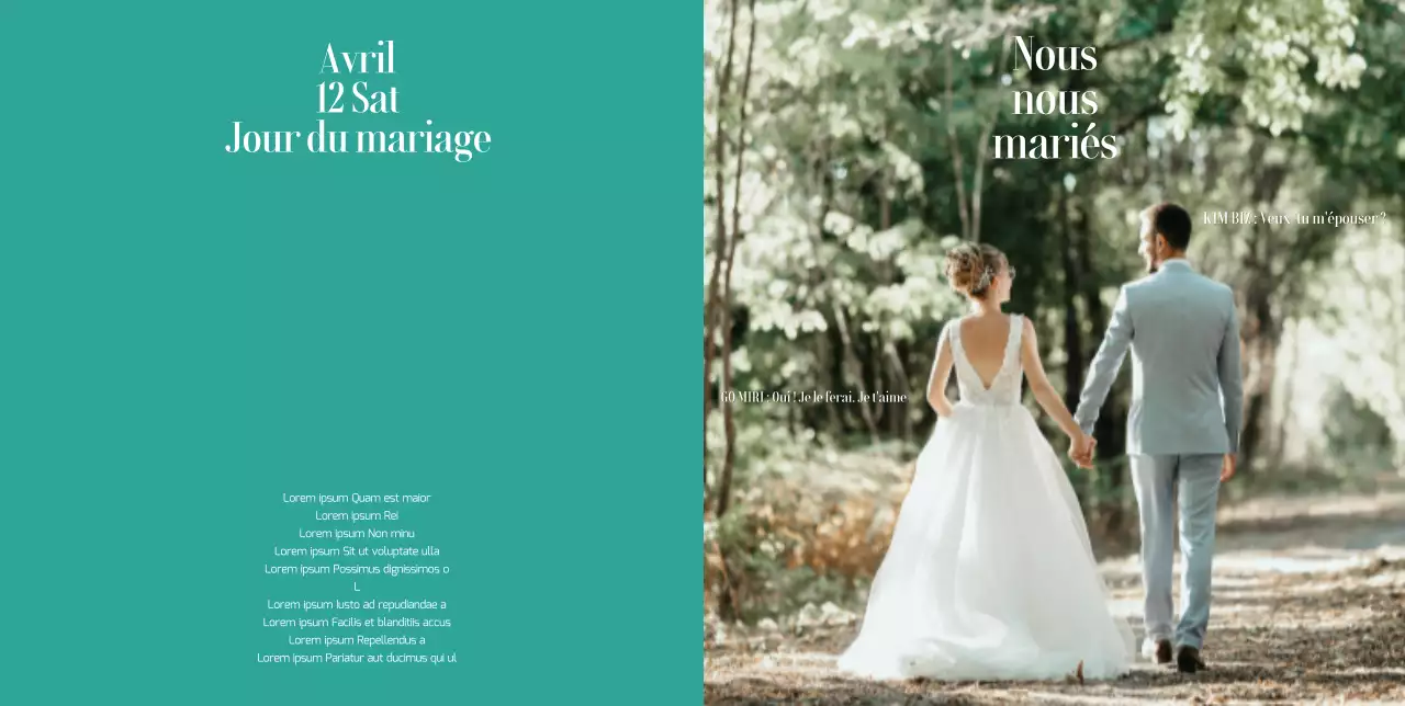 Invitation de mariage épurée en monochrome vert