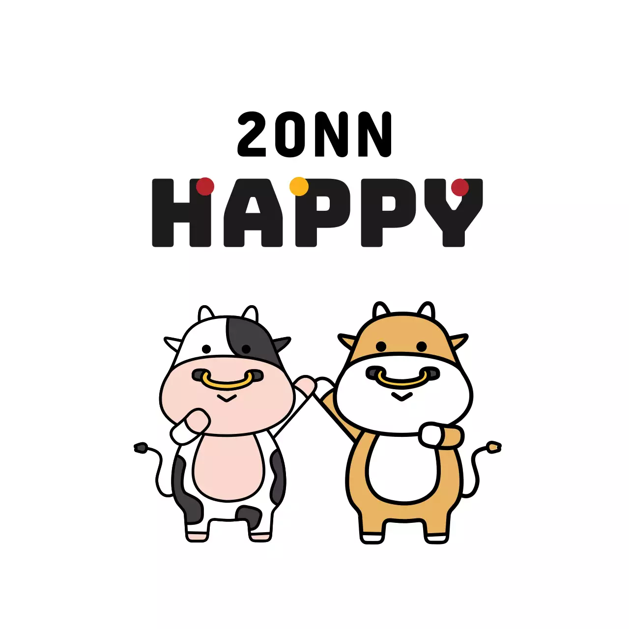 Schattig nieuwjaarsgroetlabel met witte illustratie