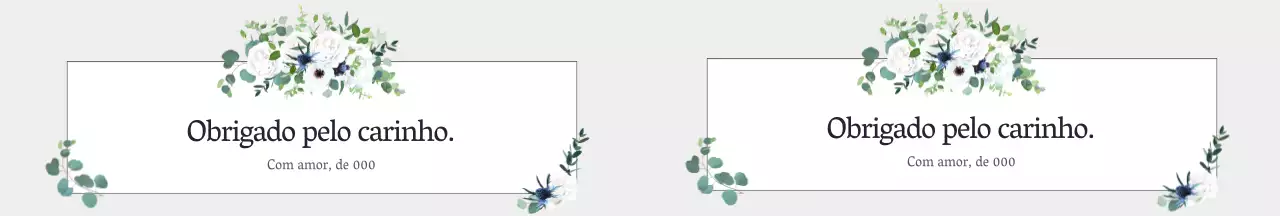 Prenda de agradecimento com moldura de flores cinzentas
