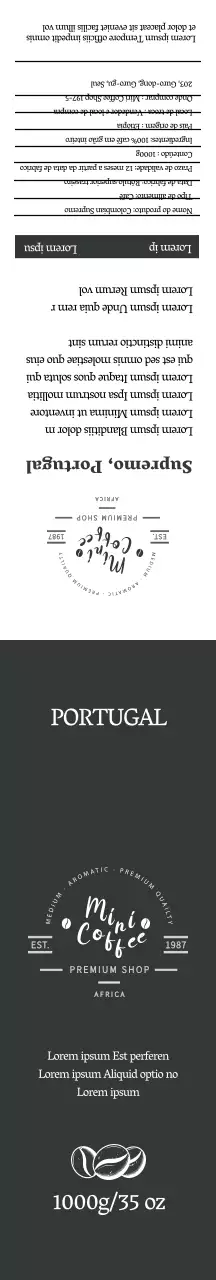 Embalagem de oferta de café preto em grão
