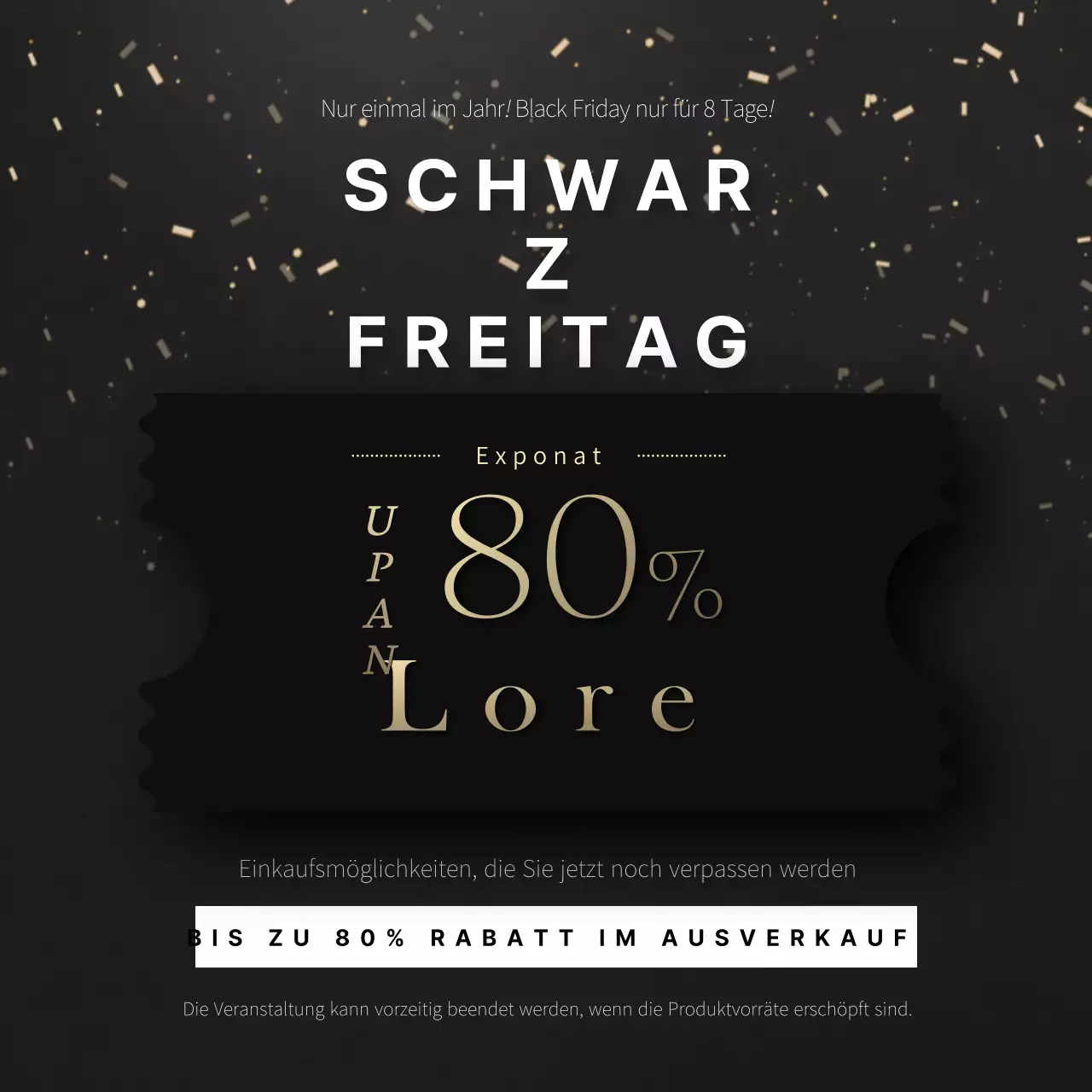 Black Friday Event-Banner in Schwarz und Gold