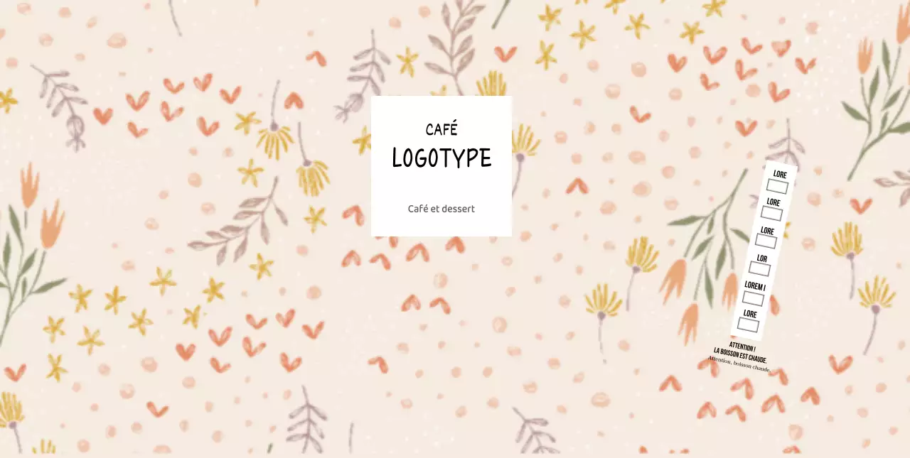 Motif floral illustré beige