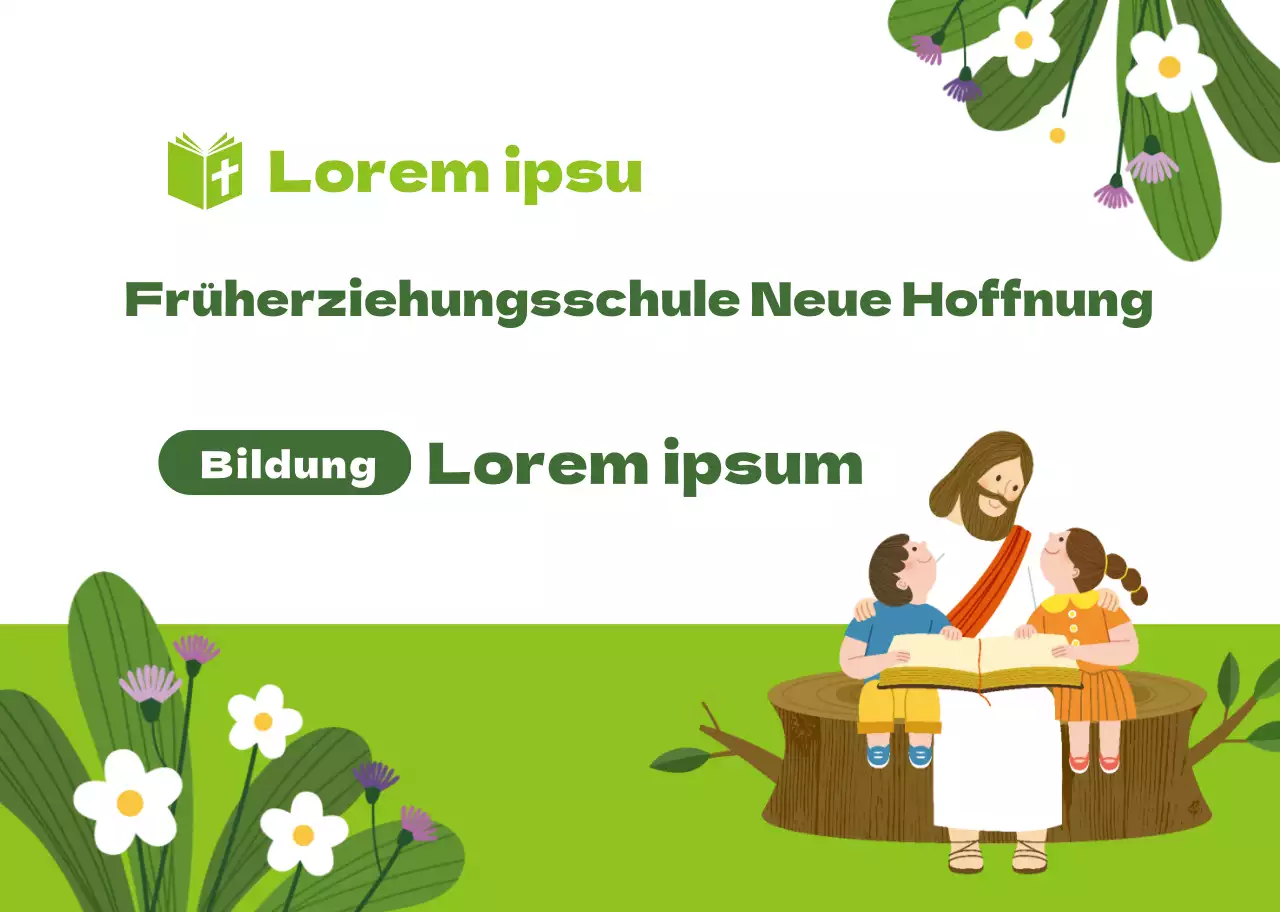 Grüner Charakter Illustration Church Infant School Promotion