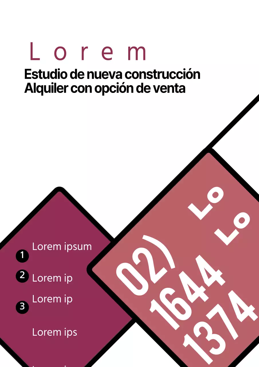 Propiedades en venta sencillas con formas moradas para promocionar las propiedades en alquiler