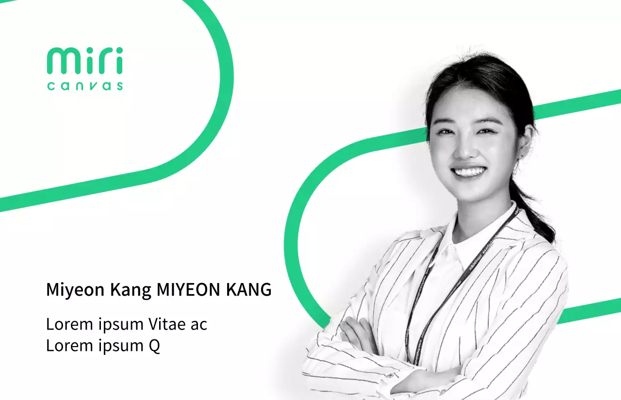 Profilo del biglietto da visita per i dipendenti in stile semplice ed essenziale con accenti bianchi e verdi