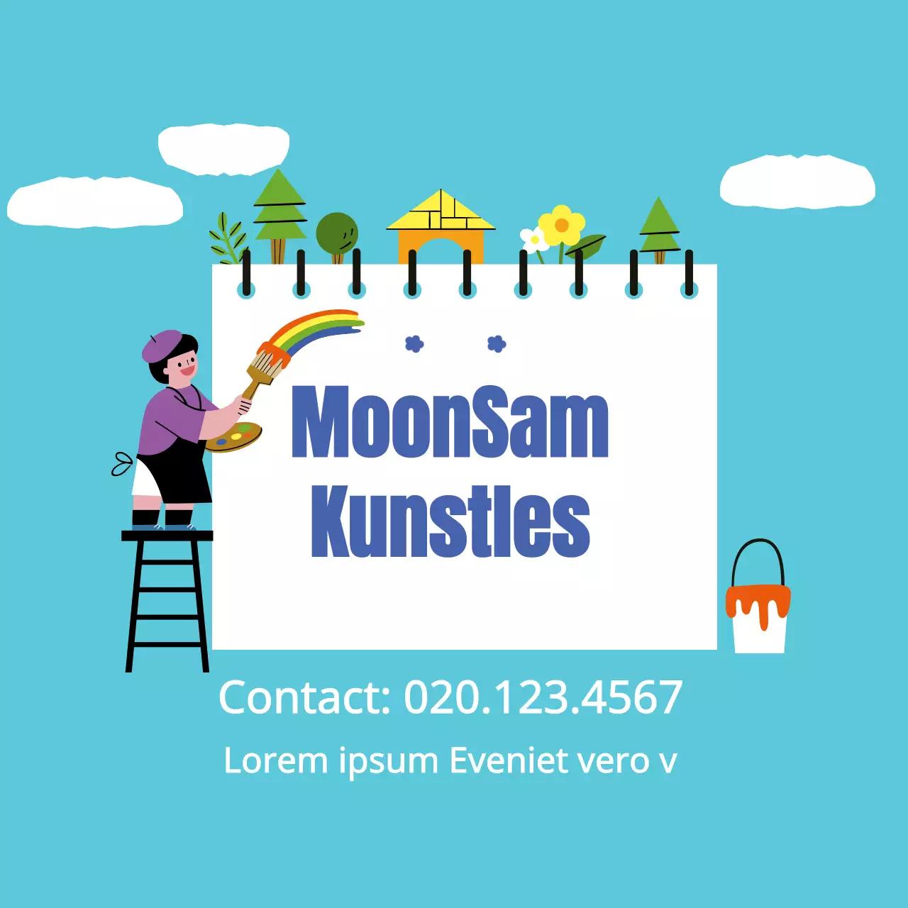 Promoot de lichtblauwe illustratie kunstschool