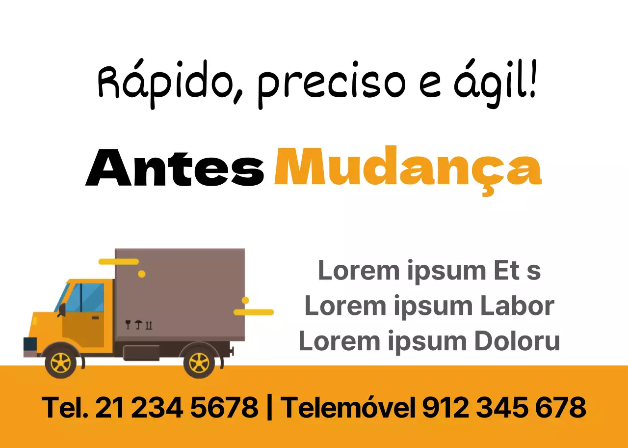 Promova a sua empresa de mudanças com uma ilustração de um camião cor de laranja