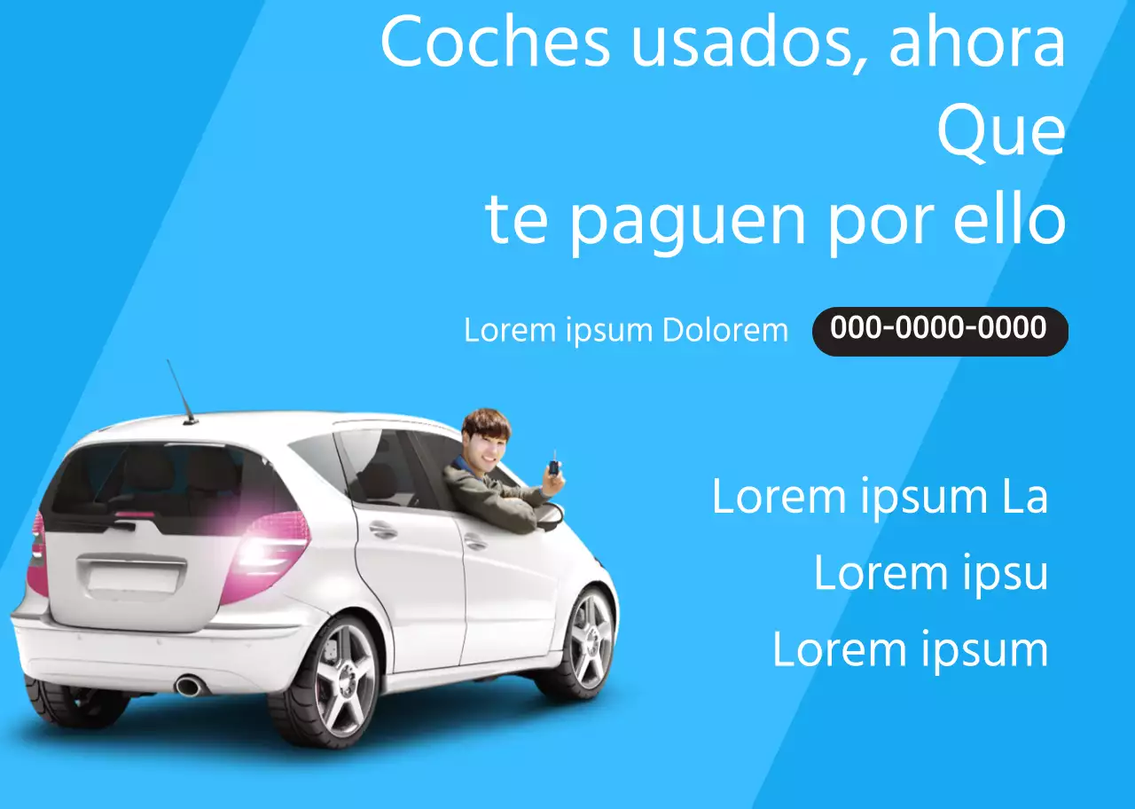 Foto azul limpia para promocionar la venta de coches usados