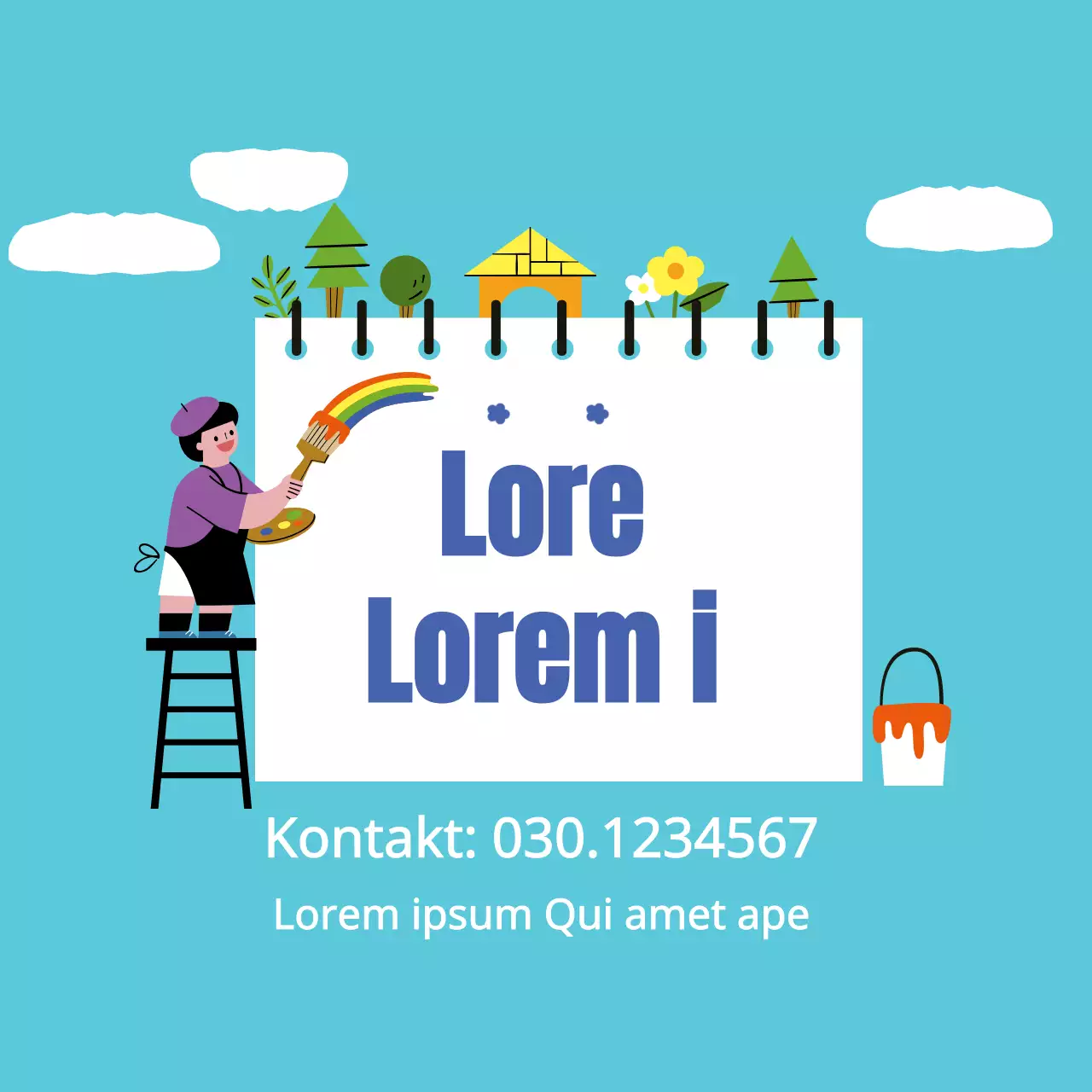 Fördern Sie die hellblaue Illustration Kunstschule