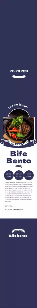 Bife bento com moldura azul-marinho