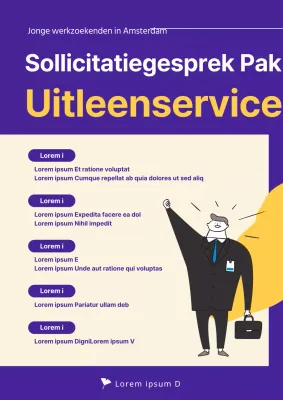 Jonge werkzoekende interview pak huren met leuke illustratie concept in marine tinten