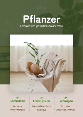 Botanisches Innenthema Werbedesign mit Grüntönen
