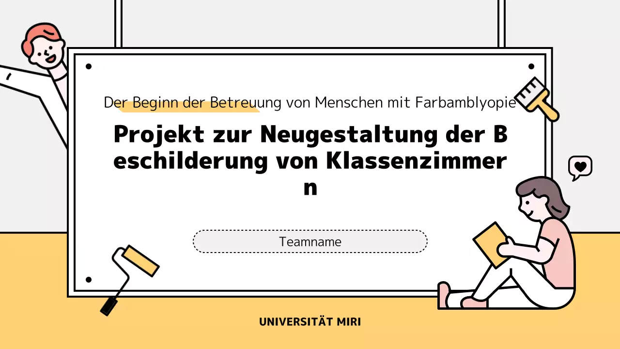 Neugestaltung niedlicher Klassenraumschilder mit gelben Akzenten