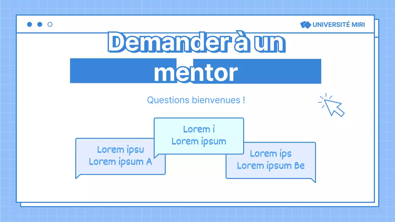 Présentation du mentorat professionnel en bleu clair