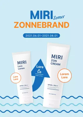 Een zonnebrandcrème met een grote capaciteit en een strakke zomerse look in blauw en oranje