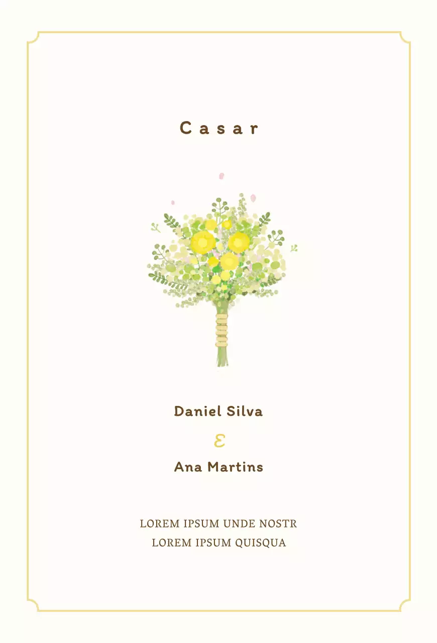 Postal de convite de casamento com bouquet