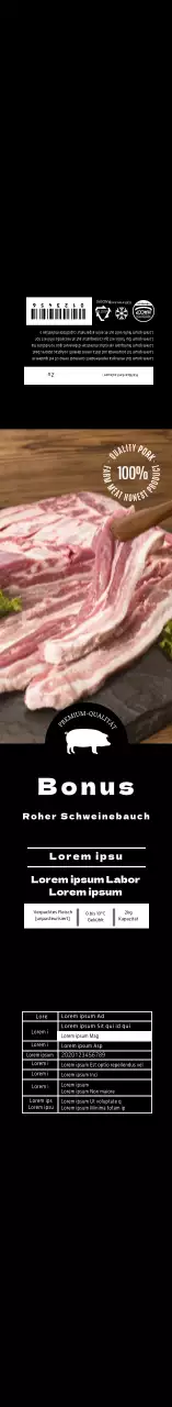 Schwarzes Foto Schweinebauch-Etikett