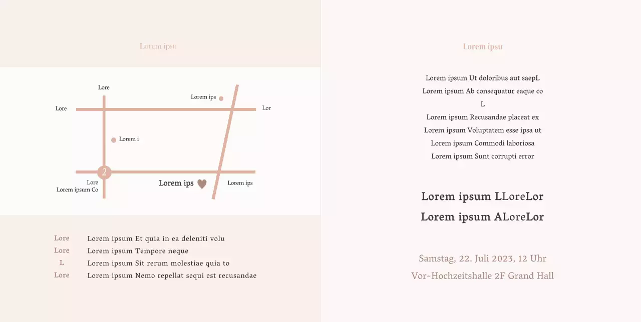 Elegante und stilvolle Hochzeitseinladung in hellrosa