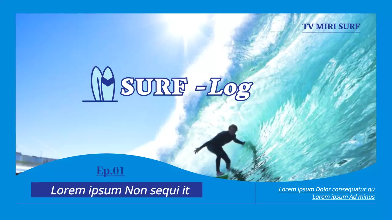 Um canal de surf azul, com muitas fotografias e de verão