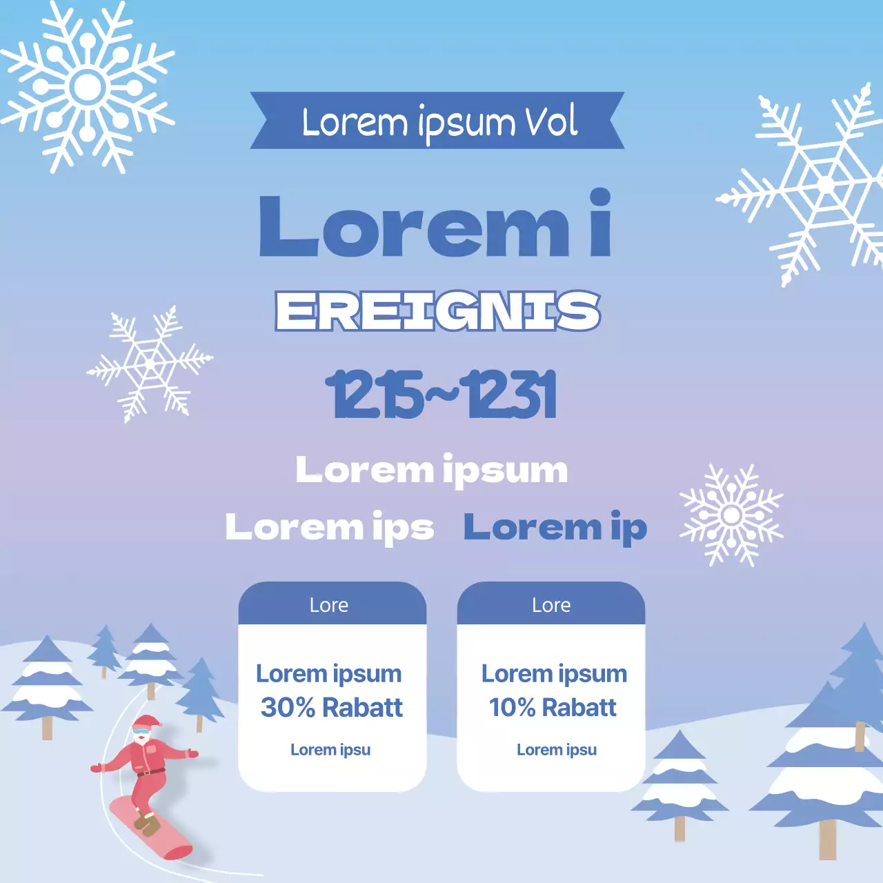 Blau Gradient Illustration Weihnachten Skigebiet Rabatt Veranstaltung