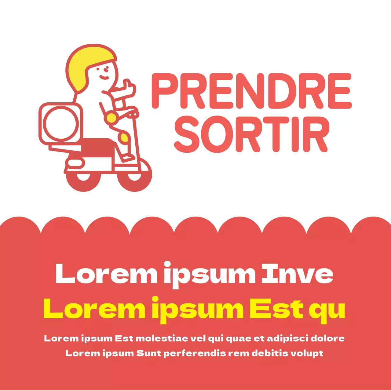 Illustration rouge jaune de l'emballage d'un magasin Corona