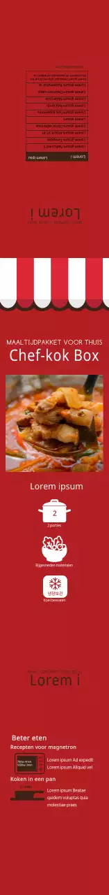 Rood geïllustreerd varkensvlees kimchi stoofpot label