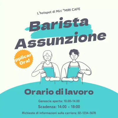 Annuncio di lavoro di un dipendente con testo evidenziato su sfondo turchese V2