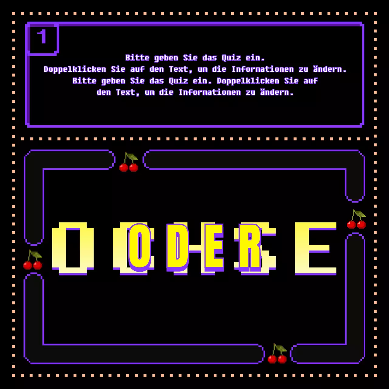 süßes klassisches Spiel in lilaschwarzgelbKonzept OXQuiz