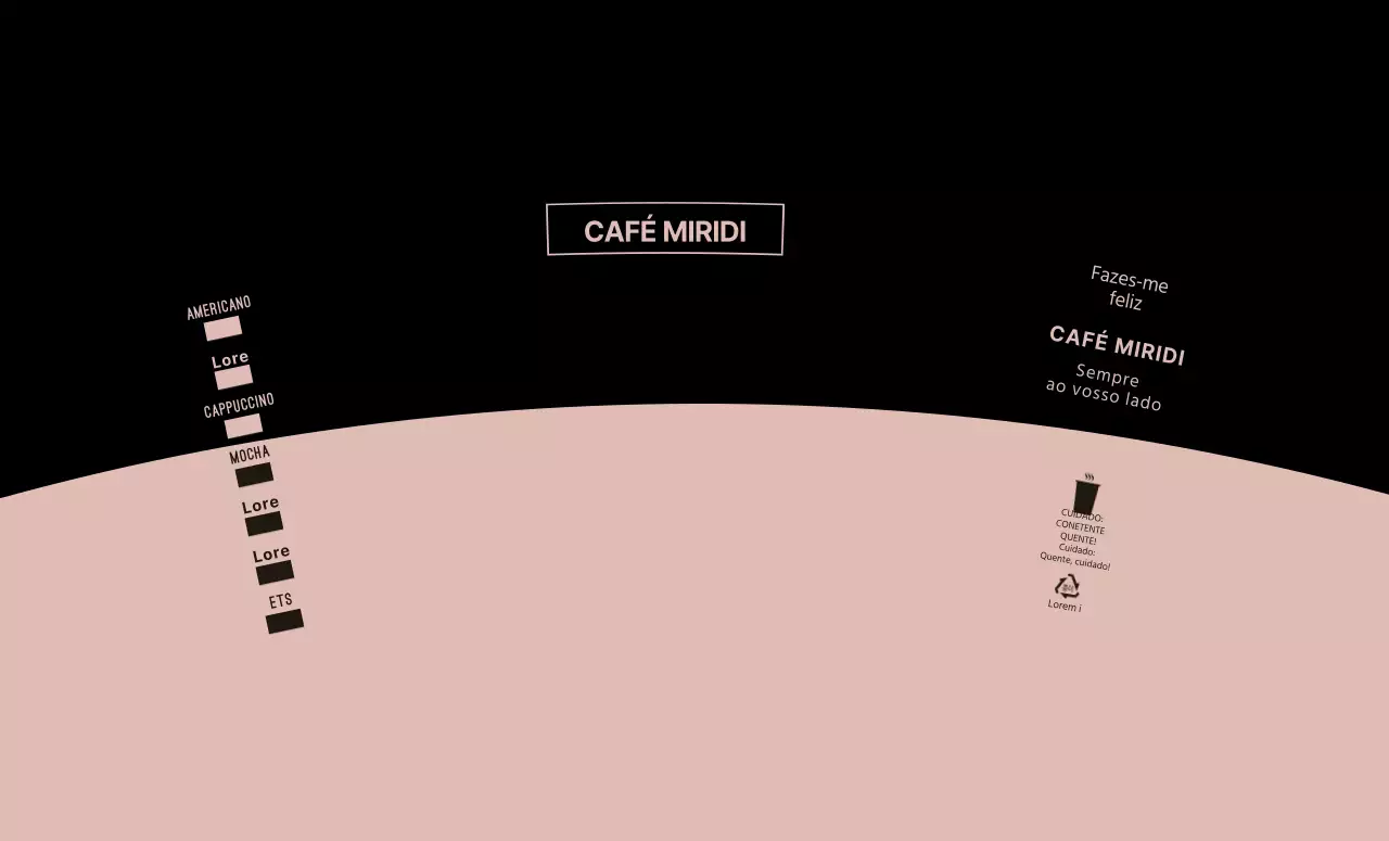 Café com símbolos pretos e cor-de-rosa