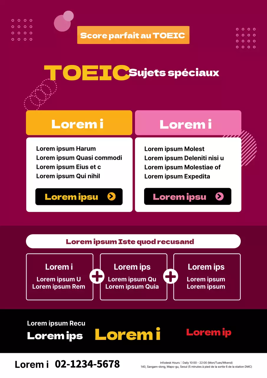 Texte en rouge accentué Soigné et ordonné Événement spécial TOEIC Promotion de l'école