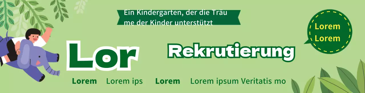 Grüner niedlicher Charakter Illustration Kindergarten Rekrutierung