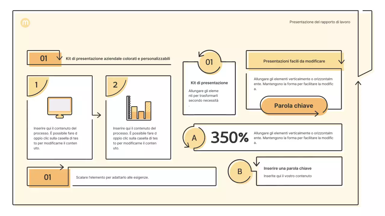 Forme puntiformi con frecce in giallo chiaro Kit di presentazione aziendale