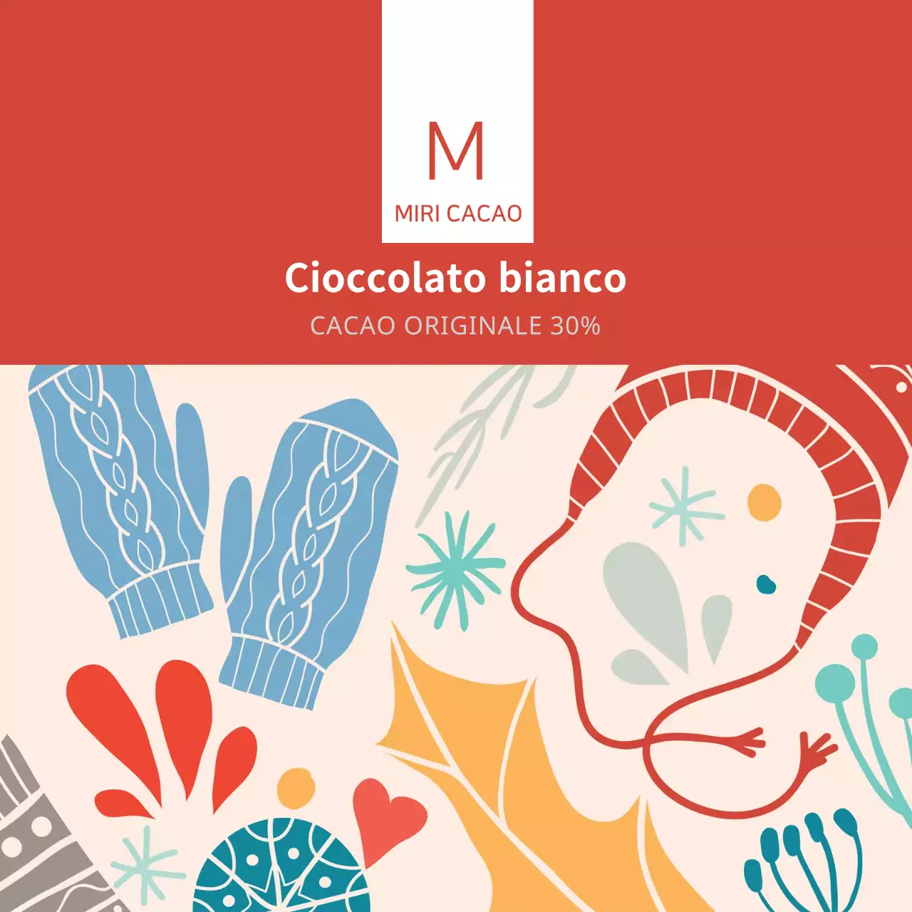 Etichetta per il tè al cioccolato caldo illustrato all'albicocca rossa