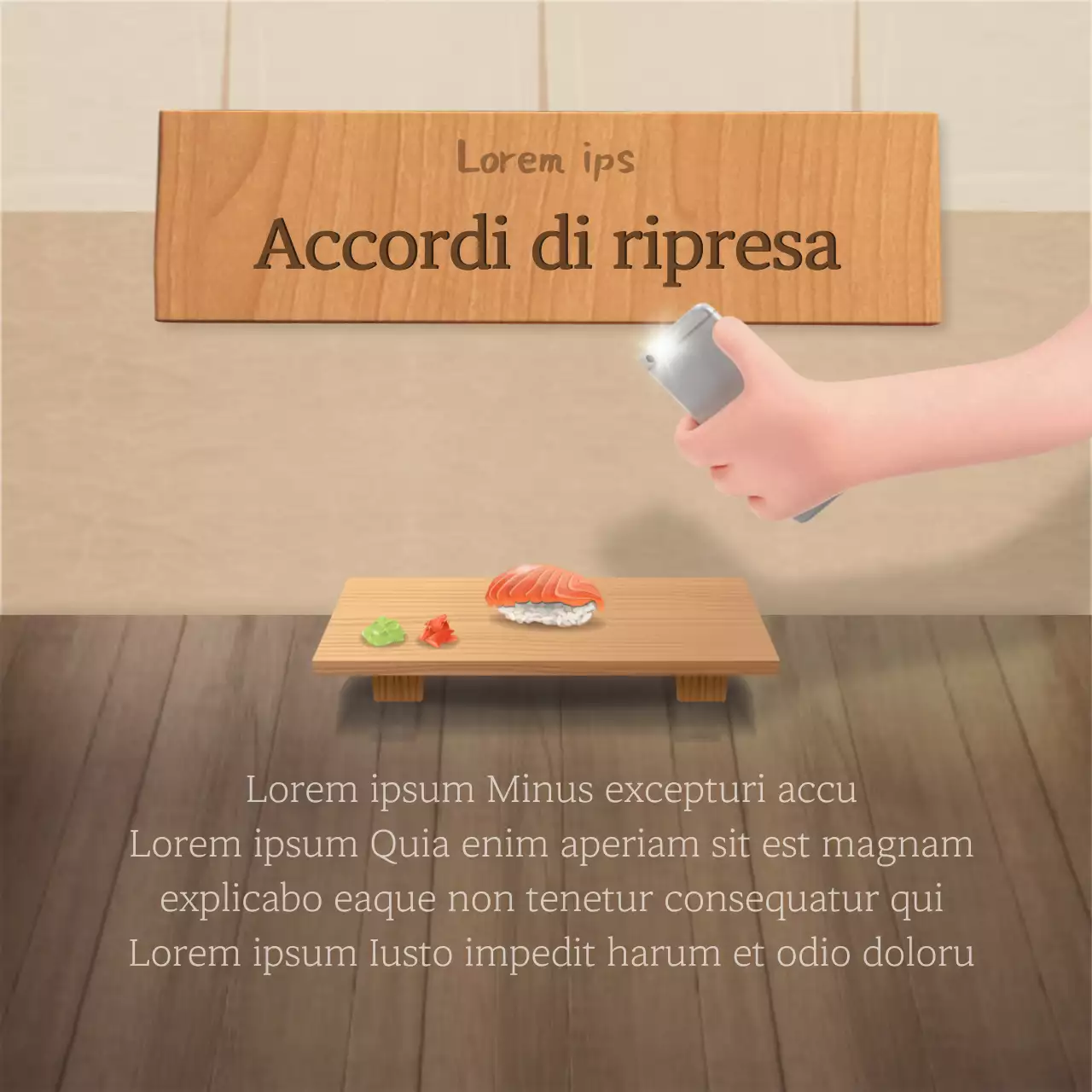 Concetto di ristorante giapponese in blu navy e marrone