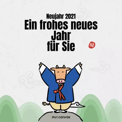 Neujahrsgrüße Illustration Social Media Quadrat in grau und blau