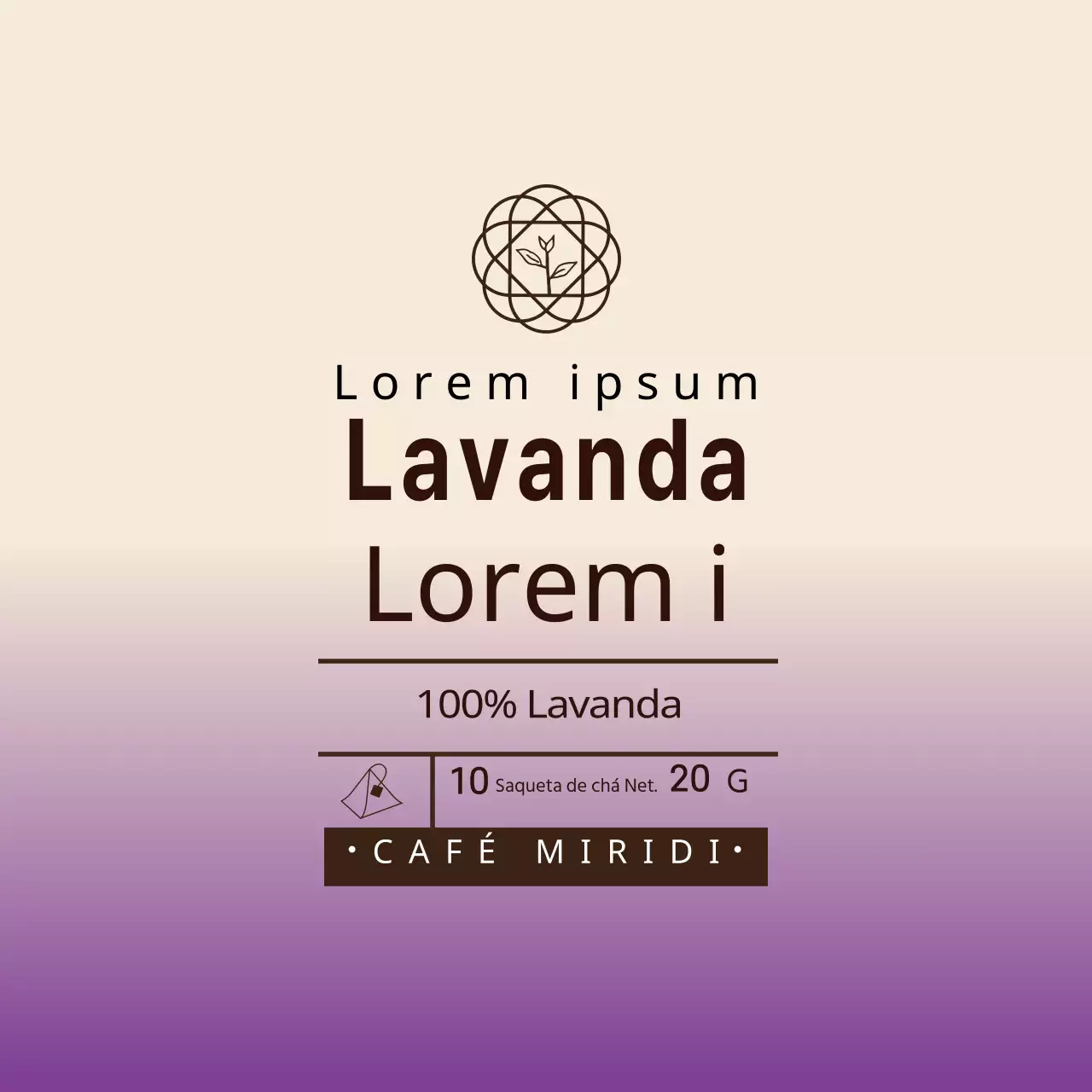 Rótulo de chá de lavanda de café ilustrado em marfim roxo