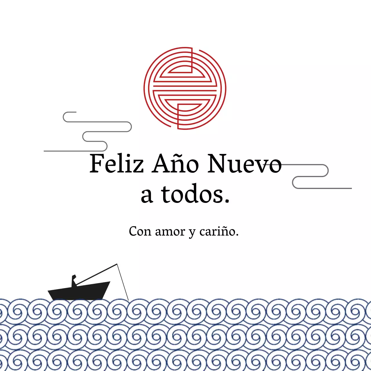 Ilustración blanca etiqueta de felicitación tradicional de Año Nuevo