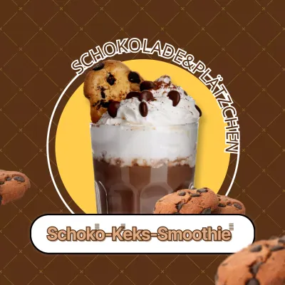 Schokoladenkeks-Smoothie-Getränk mit braunem Hintergrund