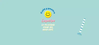 Azul linda ilustración Lettering Cafe